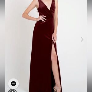 Jenny Yoo- velvet bridesmaid dress- size 6-dark berry